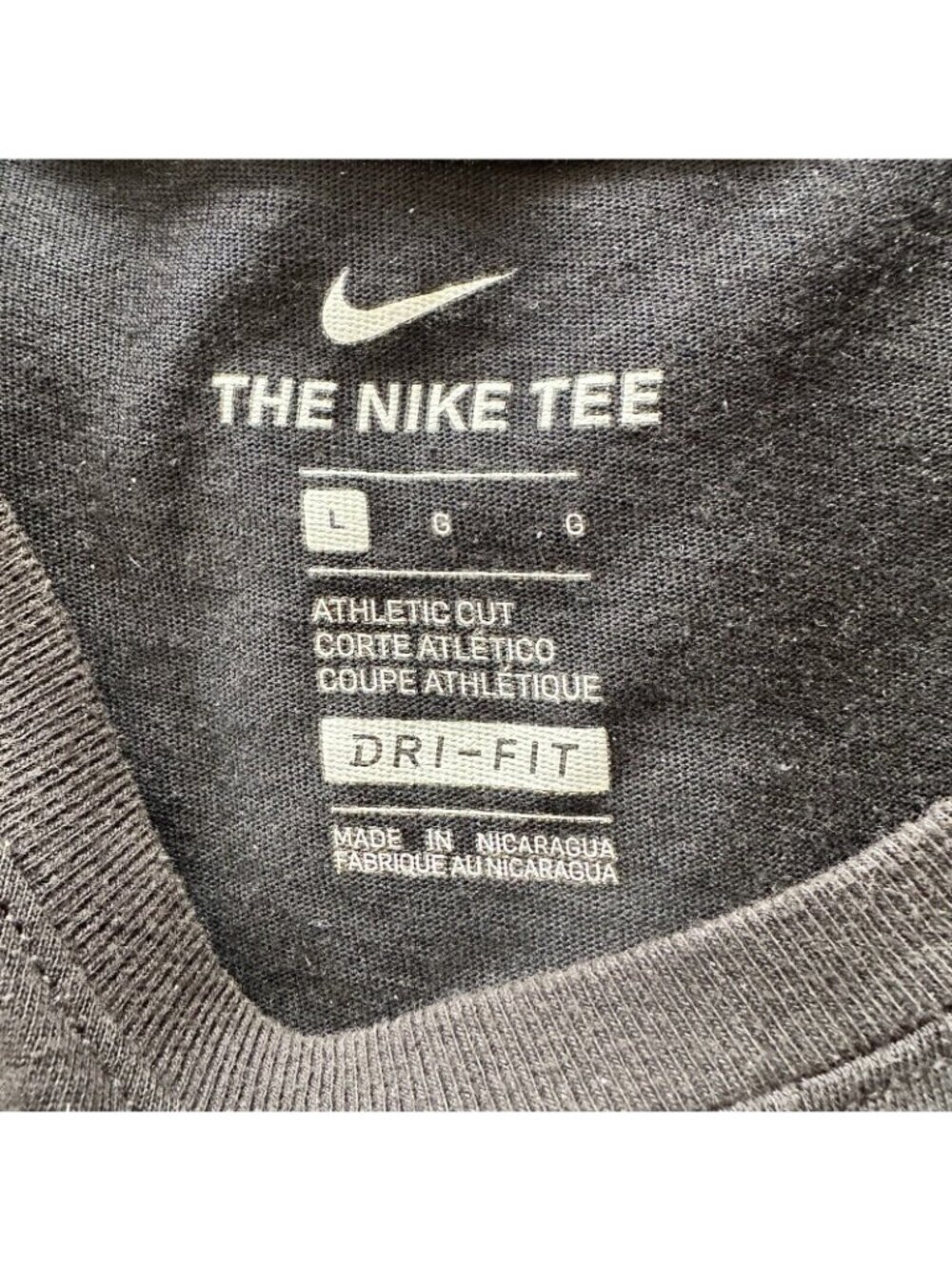 The Nike Tee Men's Dri-Fit Athletic Cut Black Short-Sleeved Shirt SZ L Jogging - Picture 10 of 10